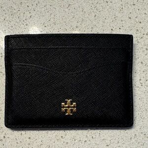 Tory Burch Black Card Holder with Gold Logo